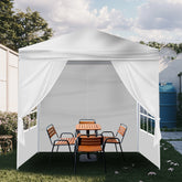 HAOYYE 6.5x6.5FT White Portable Party Tent with 4 Removable Sidewalls Including 2 Doors and 2 Windows Waterproof PE Canopy Shelter with Powder Coated Steel Frame Spiral Tube Connection and Carrying Bag for Patio Market Camping Event Use